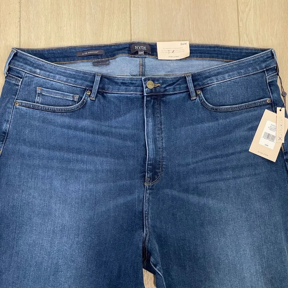 NEW NYDJ Womens Plus 24W Slim‎ Bootcut Jeans Lift Tuck Presidio Wash Denim